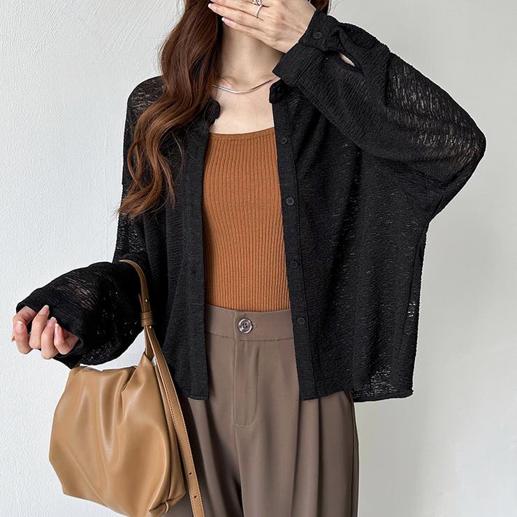 シアーシャツ バックスリット シアーカーディガン | COCOMOMO | 詳細画像21 