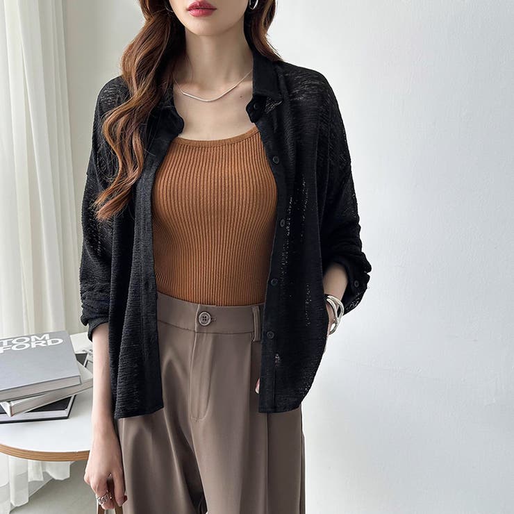 シアーシャツ バックスリット シアーカーディガン | COCOMOMO | 詳細画像22 