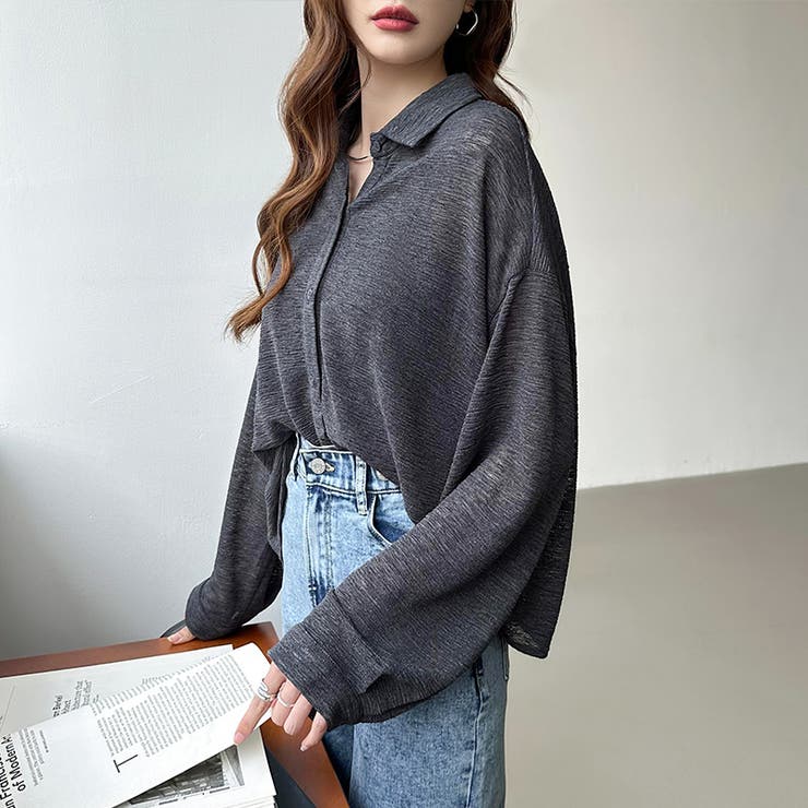 シアーシャツ バックスリット シアーカーディガン | COCOMOMO | 詳細画像3 