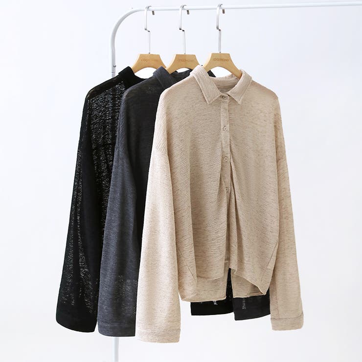 シアーシャツ バックスリット シアーカーディガン | COCOMOMO | 詳細画像23 