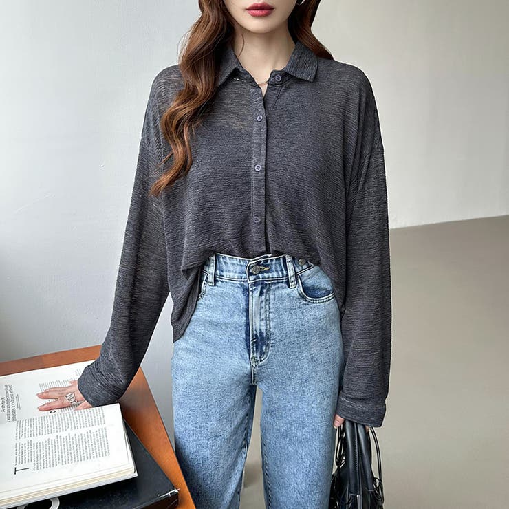 シアーシャツ バックスリット シアーカーディガン | COCOMOMO | 詳細画像7 