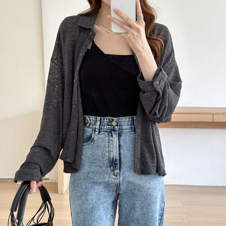 シアーシャツ バックスリット シアーカーディガン | COCOMOMO | 詳細画像8 