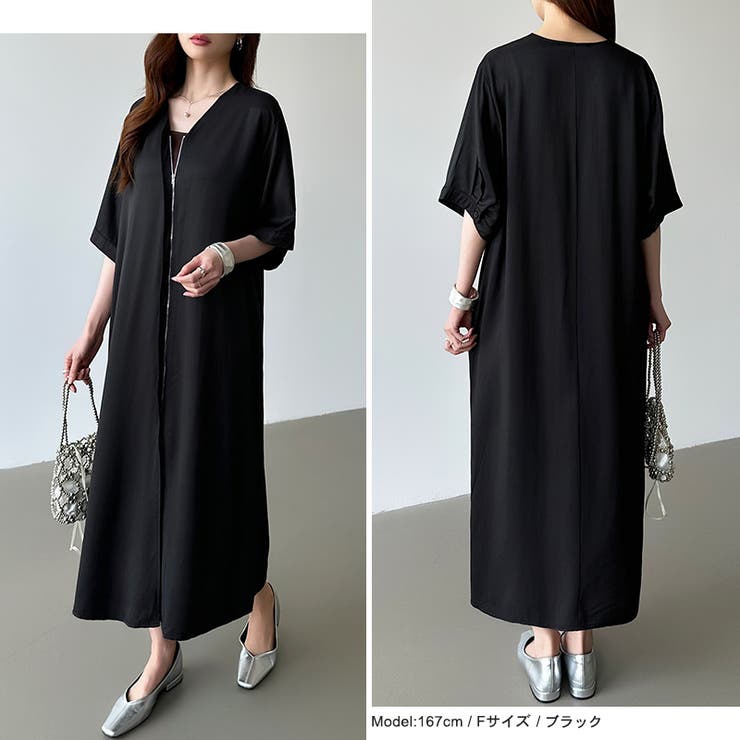 ジップアップワンピース シャツワンピース vネックワンピース | COCOMOMO | 詳細画像27 