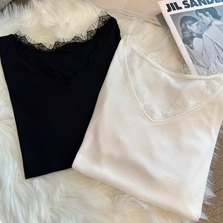 サイドシェイプデザイン レースカットソー 半袖Tシャツ | COCOMOMO | 詳細画像15 