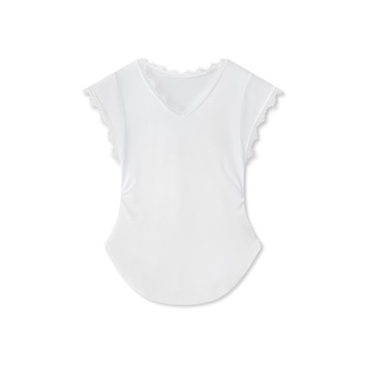 サイドシェイプデザイン レースカットソー 半袖Tシャツ | COCOMOMO | 詳細画像22 