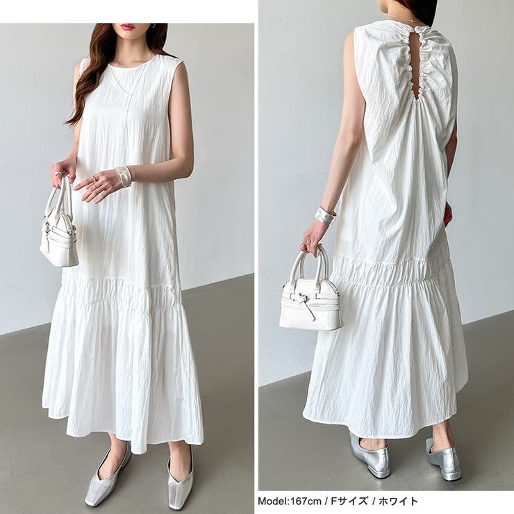 バックオープン ノースリーブワンピース 夏ワンピース[品番 バックオープン ノースリーブワンピース 夏ワンピース[品番