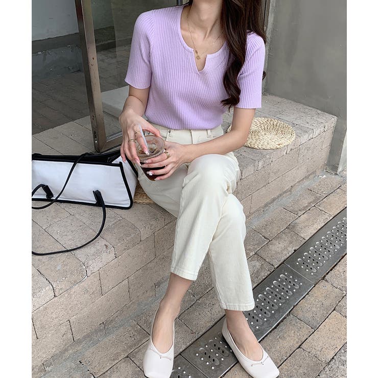 キーネックニット リブニット サマーニット | COCOMOMO | 詳細画像9 