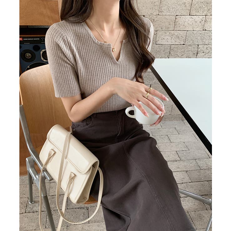 キーネックニット リブニット サマーニット | COCOMOMO | 詳細画像13 