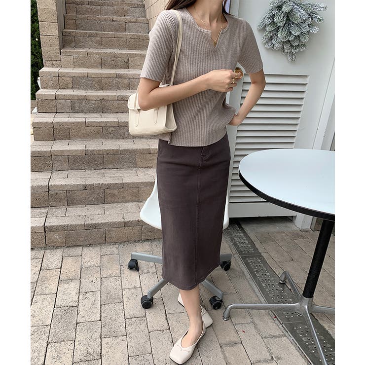 キーネックニット リブニット サマーニット | COCOMOMO | 詳細画像14 