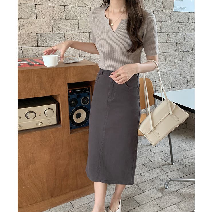 キーネックニット リブニット サマーニット | COCOMOMO | 詳細画像15 