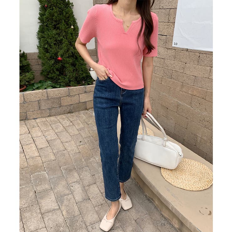 キーネックニット リブニット サマーニット | COCOMOMO | 詳細画像19 