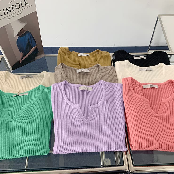 キーネックニット リブニット サマーニット | COCOMOMO | 詳細画像28 