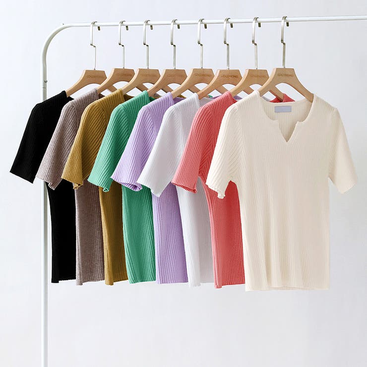 キーネックニット リブニット サマーニット | COCOMOMO | 詳細画像29 