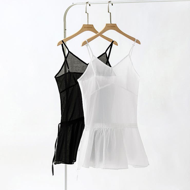 レイヤードキャミソール ペプラムキャミソール シアーキャミソール | COCOMOMO | 詳細画像18 