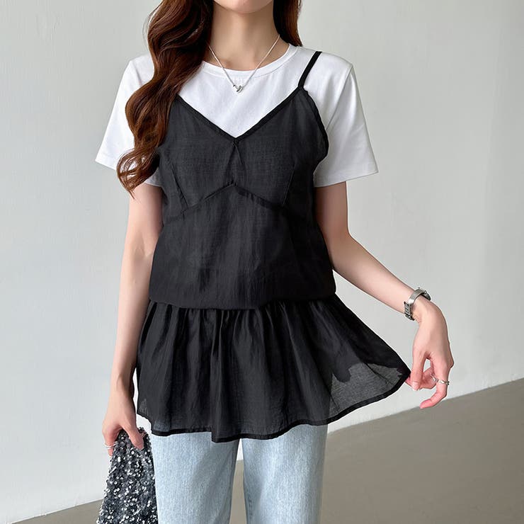 レイヤードキャミソール ペプラムキャミソール シアーキャミソール | COCOMOMO | 詳細画像6 