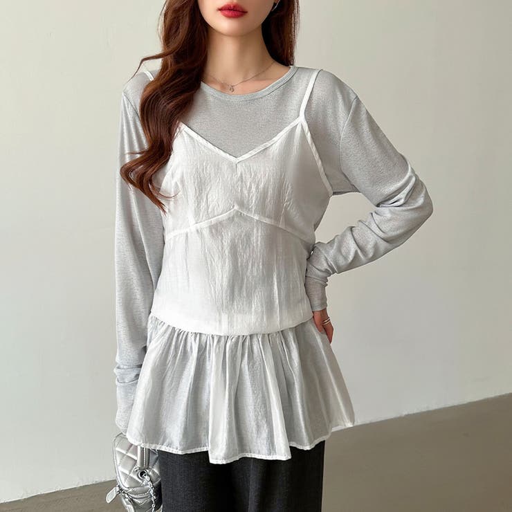 レイヤードキャミソール ペプラムキャミソール シアーキャミソール | COCOMOMO | 詳細画像9 