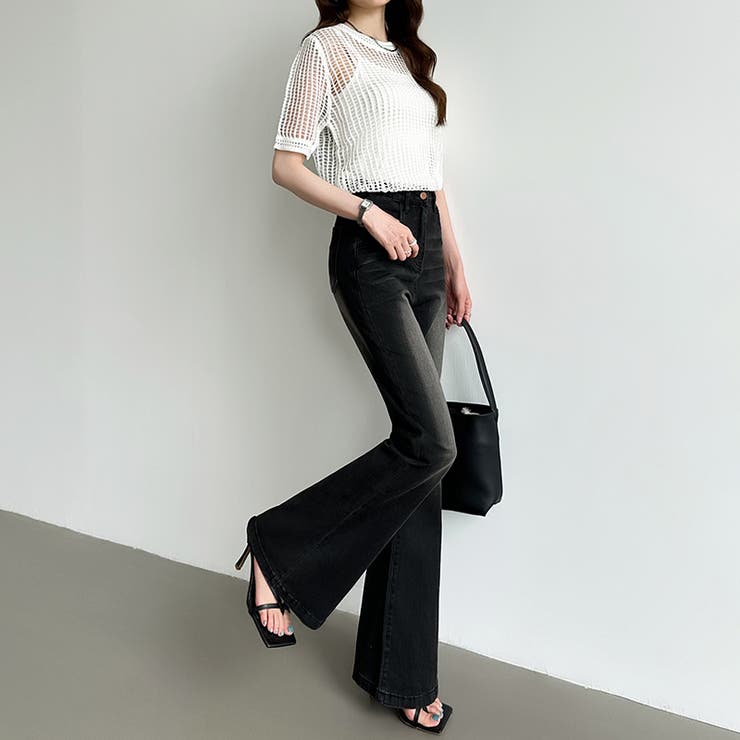 フレアデニムパンツ デニムパンツ フレアパンツ | COCOMOMO | 詳細画像4 