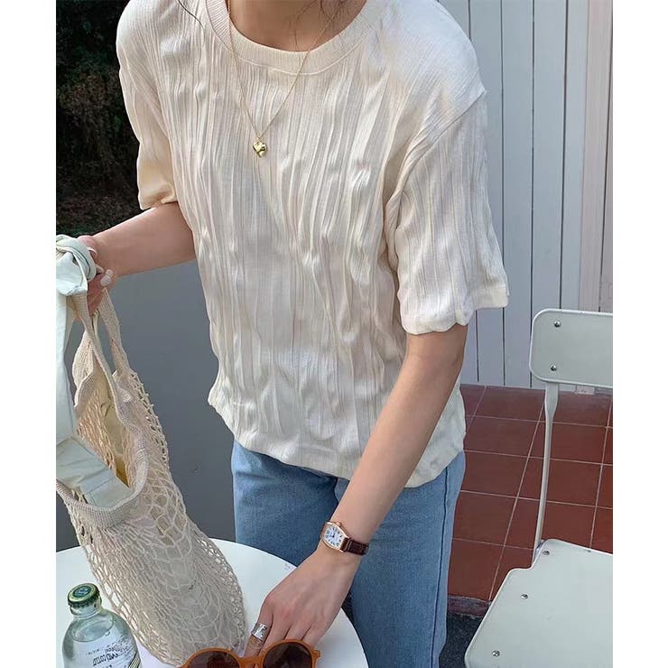 ポコポコプリーツ ニットソー 半袖ニット | COCOMOMO | 詳細画像2 