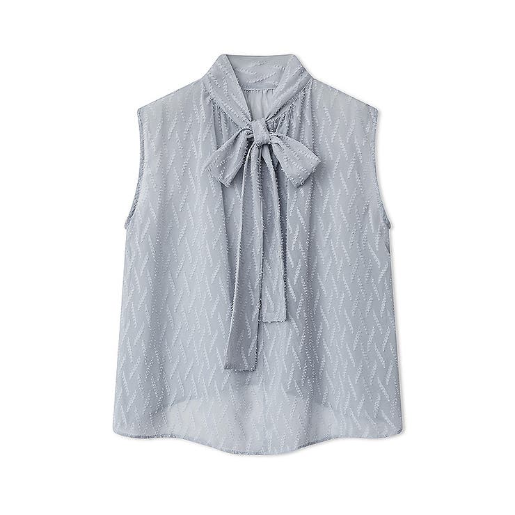 【前後2way】ボウタイブラウス シアーブラウス ノースリーブ | COCOMOMO | 詳細画像28 