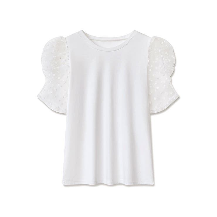 ドットチュールで華やかに パフスリーブトップス 半袖カットソー | COCOMOMO | 詳細画像18 