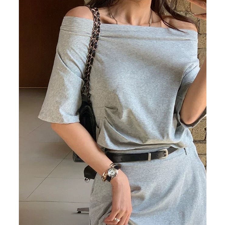 オフショルダー ベルト付きスカート セットアップ夏 | COCOMOMO | 詳細画像11 