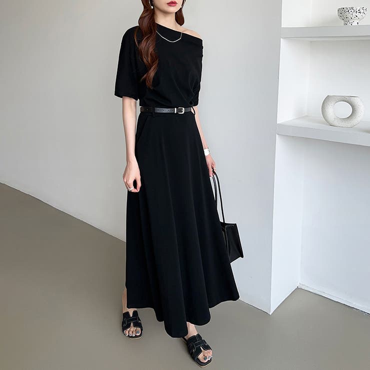 オフショルダー ベルト付きスカート セットアップ夏 | COCOMOMO | 詳細画像14 