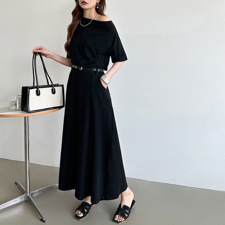 オフショルダー ベルト付きスカート セットアップ夏 | COCOMOMO | 詳細画像17 