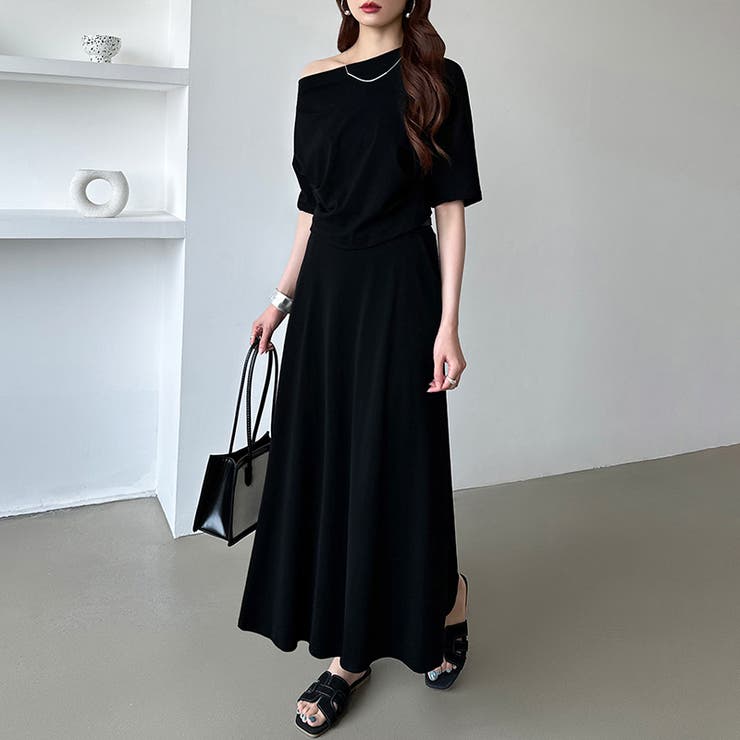 オフショルダー ベルト付きスカート セットアップ夏 | COCOMOMO | 詳細画像19 