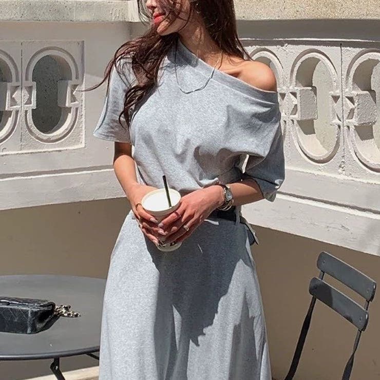 オフショルダー ベルト付きスカート セットアップ夏 | COCOMOMO | 詳細画像2 