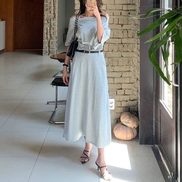 オフショルダー ベルト付きスカート セットアップ夏 | COCOMOMO | 詳細画像7 