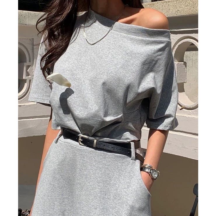 オフショルダー ベルト付きスカート セットアップ夏 | COCOMOMO | 詳細画像8 