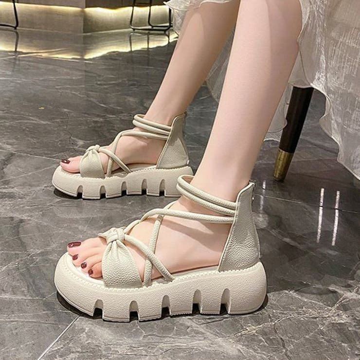 リボンクロスストラップサンダル 厚底サンダル 厚底 | COCOMOMO | 詳細画像12 