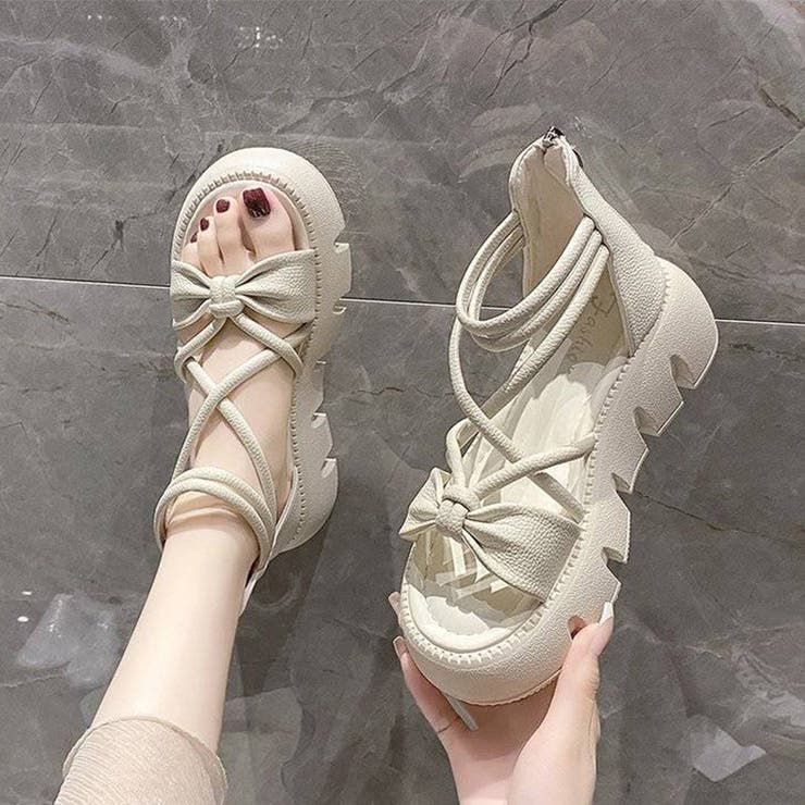 リボンクロスストラップサンダル 厚底サンダル 厚底 | COCOMOMO | 詳細画像14 