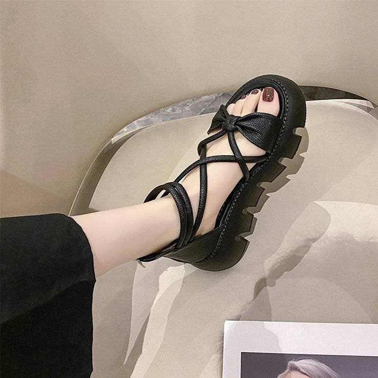 リボンクロスストラップサンダル 厚底サンダル 厚底 | COCOMOMO | 詳細画像3 