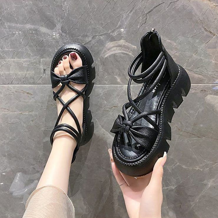 リボンクロスストラップサンダル 厚底サンダル 厚底 | COCOMOMO | 詳細画像7 