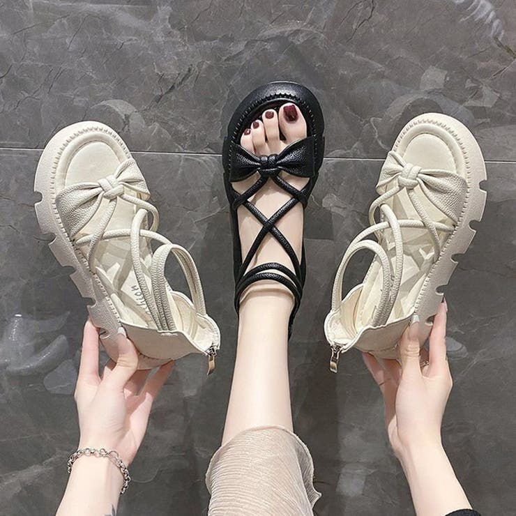 リボンクロスストラップサンダル 厚底サンダル 厚底 | COCOMOMO | 詳細画像8 