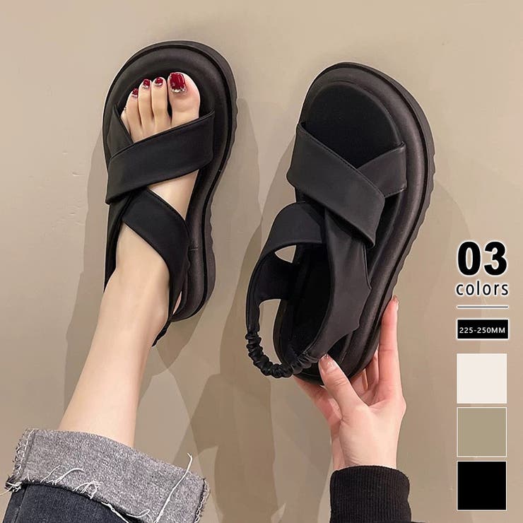 ブラック | 厚底サンダル クロスベルトサンダル サンダル | COCOMOMO