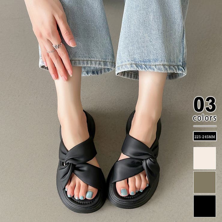 ブラック | クロスベルトサンダル 厚底サンダル サンダル | COCOMOMO