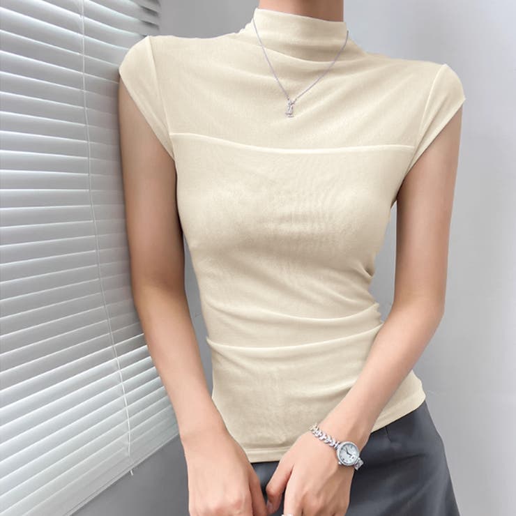 切り替えシアートップス フレンチスリーブ シアーカットソー | COCOMOMO | 詳細画像36 