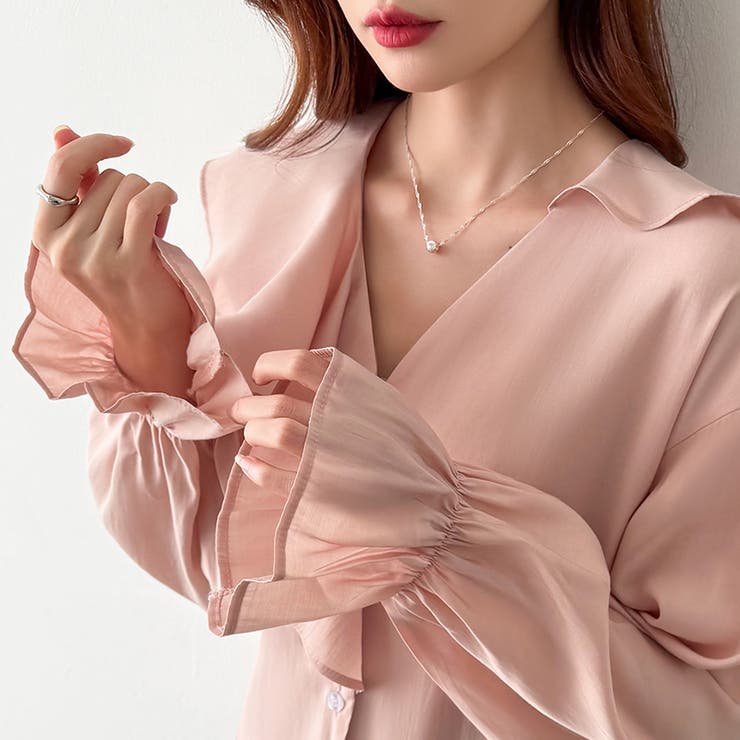 最終価格　エムプルミエ　ジレ　クチュール アシンメトリーフリルブラウス Aletta vita ブラウス フリル 着映え フレンチスリーブ ギャザー