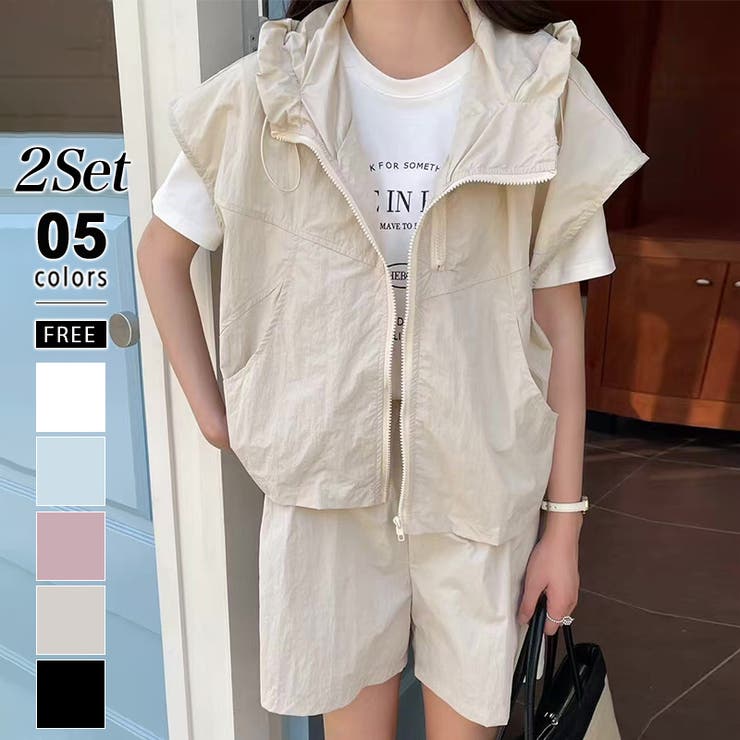 パーカーベストショートパンツセット セットアップ 韓国ファッション | COCOMOMO | 詳細画像1 