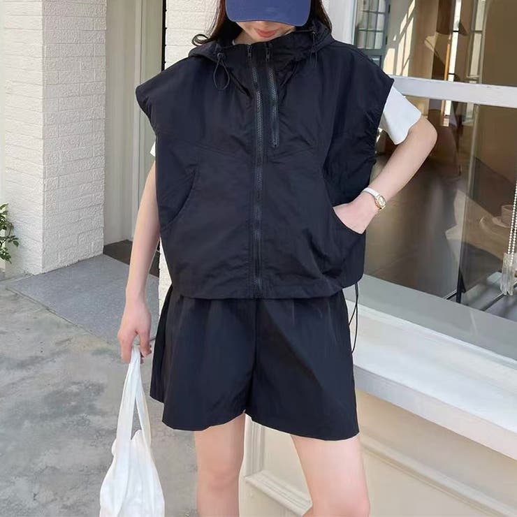 パーカーベストショートパンツセット セットアップ 韓国ファッション | COCOMOMO | 詳細画像9 