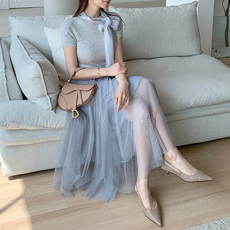 リボンスカーフトップス ボウタイリボン 半袖ニット | COCOMOMO | 詳細画像27 