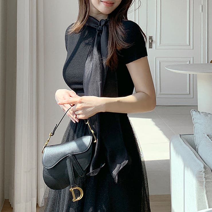 リボンスカーフトップス ボウタイリボン 半袖ニット | COCOMOMO | 詳細画像33 