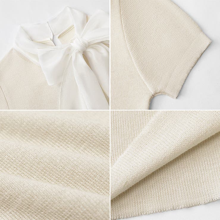 リボンスカーフトップス ボウタイリボン 半袖ニット | COCOMOMO | 詳細画像35 