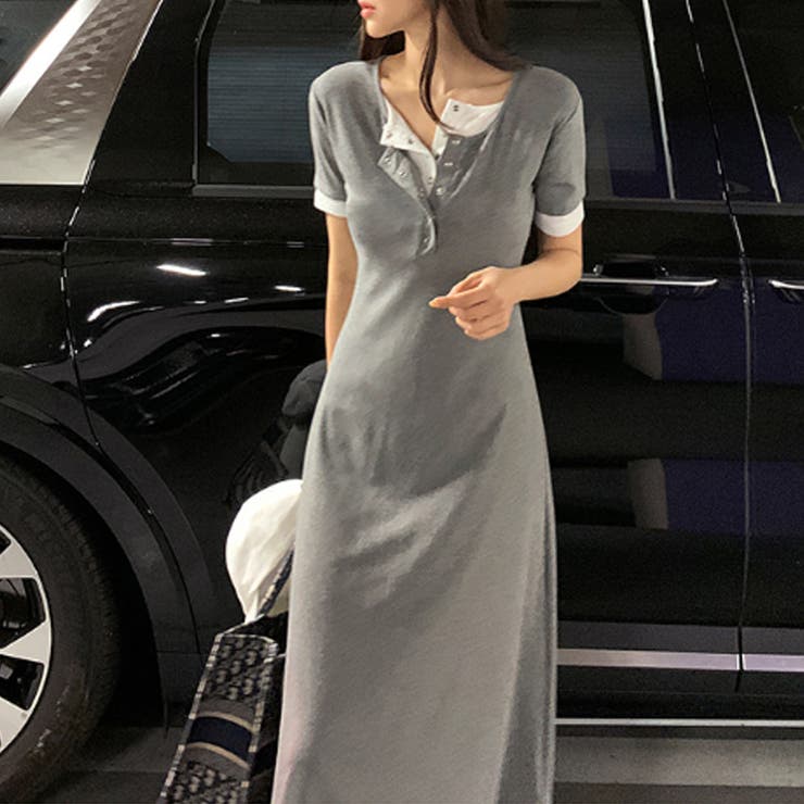 重ね着風ワンピース ワンピース カジュアルワンピース | COCOMOMO | 詳細画像3 