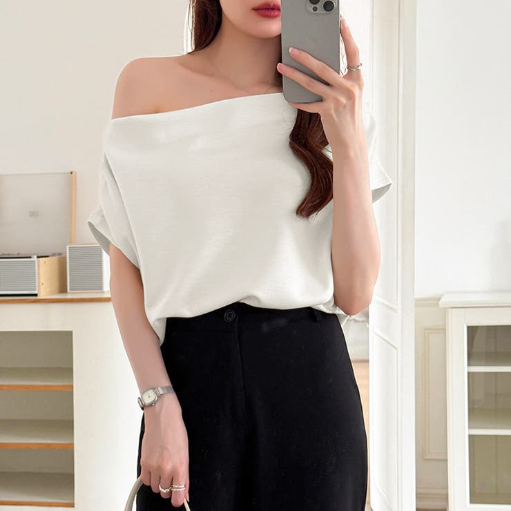 オフショル 半袖カットソー ボートネック | COCOMOMO | 詳細画像24 