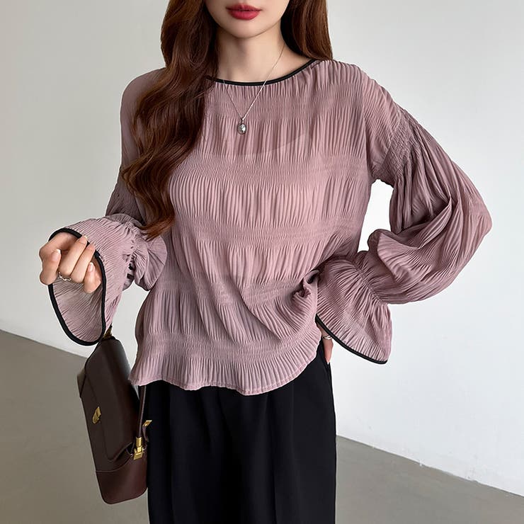 シアーブラウス キャンディスリーブ シャーリングブラウス | COCOMOMO | 詳細画像10 