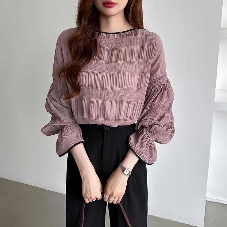 シアーブラウス キャンディスリーブ シャーリングブラウス | COCOMOMO | 詳細画像12 