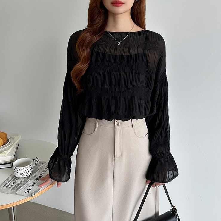 シアーブラウス キャンディスリーブ シャーリングブラウス | COCOMOMO | 詳細画像21 